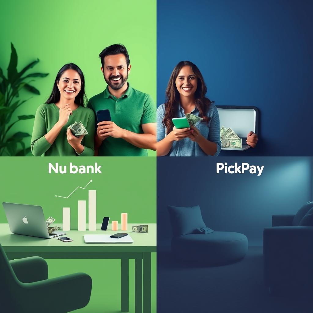 Comparativo de rendimentos entre Nubank e PicPay com gráficos e tabelas.