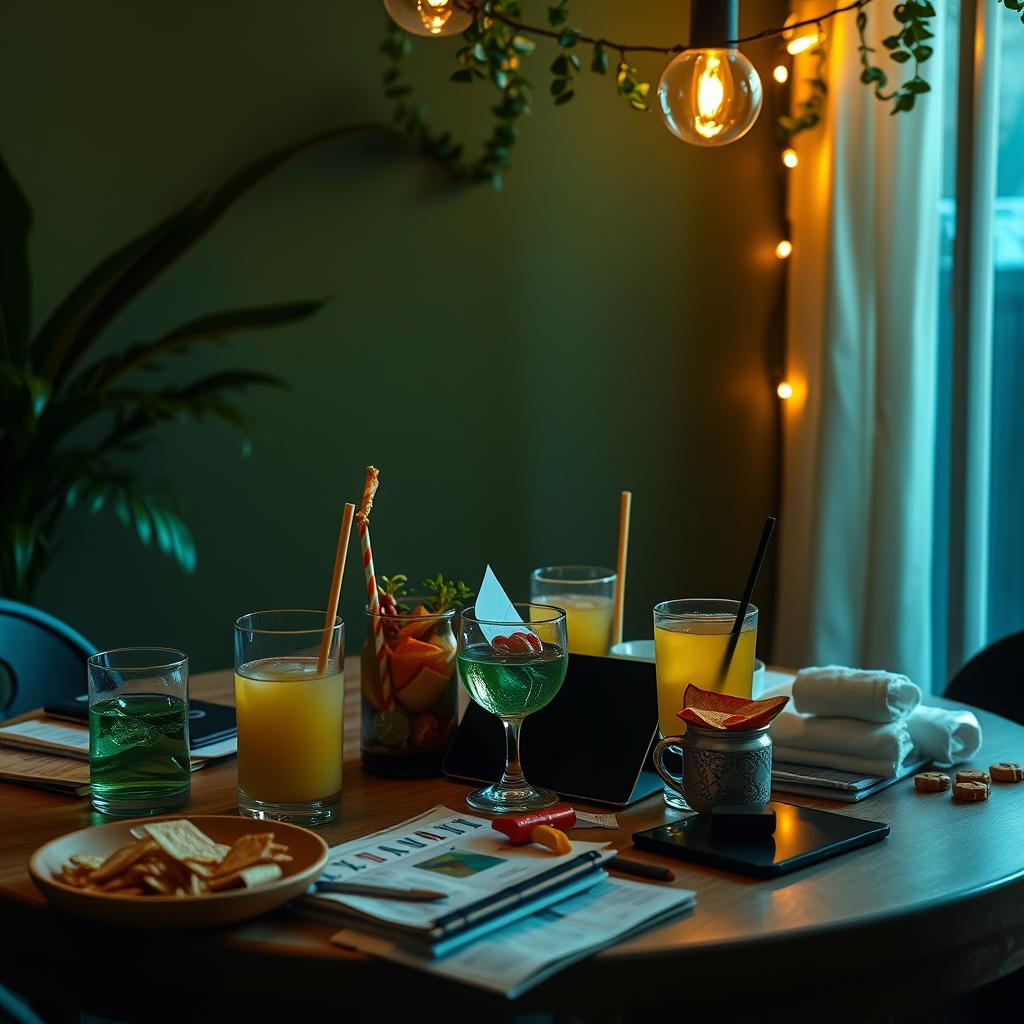 Grupo de amigos se divertindo em uma festa de sexta-feira à noite.