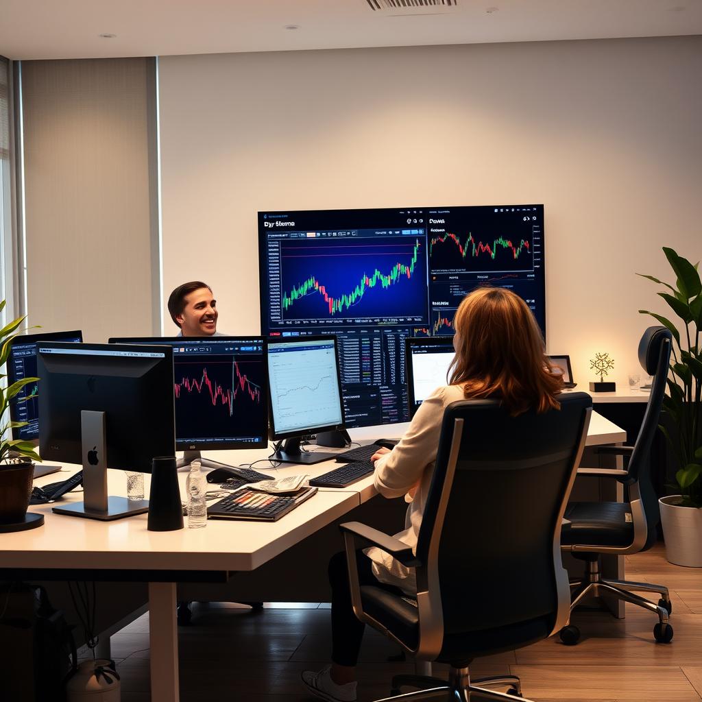 Imagem de um trader analisando gráficos de ações em um computador, representando o curso de Day Trade.