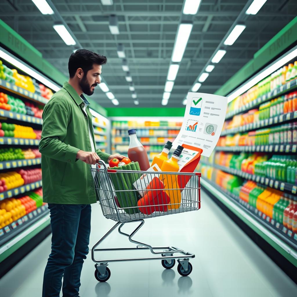 Lista de supermercado organizada com categorias para facilitar as compras.